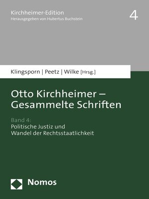 cover image of Otto Kirchheimer--Gesammelte Schriften